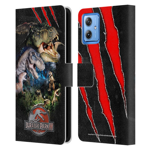 Jurassic Park III Key Art Dinosaurs Leather Book Wallet Case Cover For Motorola Moto G54 5G