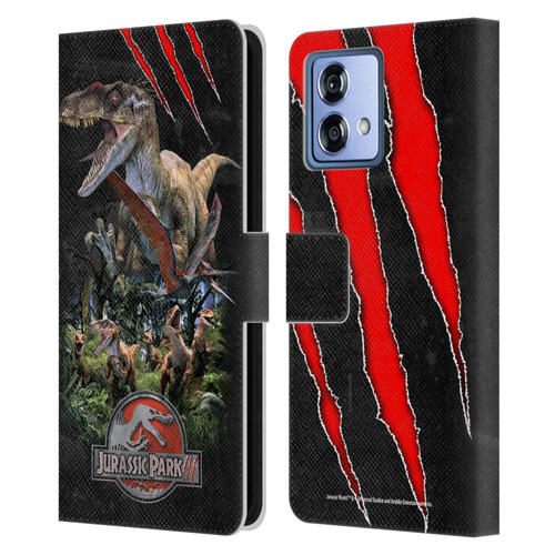 Jurassic Park III Key Art Dinosaurs 3 Leather Book Wallet Case Cover For Motorola Moto G84 5G