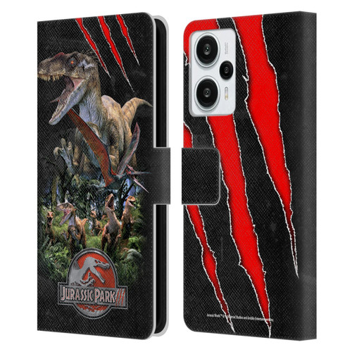 Jurassic Park III Key Art Dinosaurs 3 Leather Book Wallet Case Cover For Xiaomi Redmi Note 12T