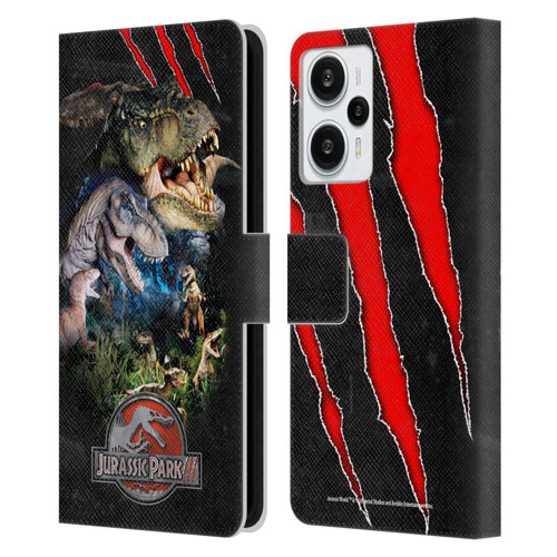 Jurassic Park III Key Art Dinosaurs Leather Book Wallet Case Cover For Xiaomi Redmi Note 12T