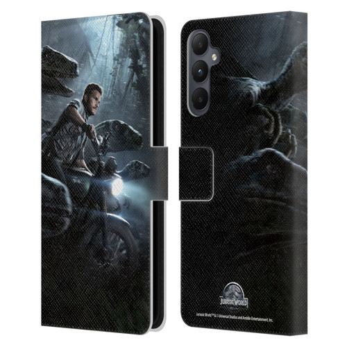 Jurassic World Key Art Owen & Velociraptors Leather Book Wallet Case Cover For Samsung Galaxy A05s