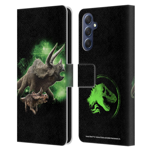 Jurassic World Key Art Triceratops Leather Book Wallet Case Cover For Samsung Galaxy M54 5G