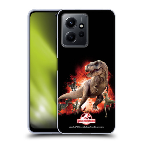 Jurassic World Key Art T-Rex VS. Velociraptors Soft Gel Case for Xiaomi Redmi Note 12 4G
