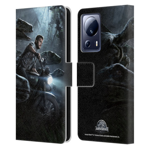 Jurassic World Key Art Owen & Velociraptors Leather Book Wallet Case Cover For Xiaomi 13 Lite 5G