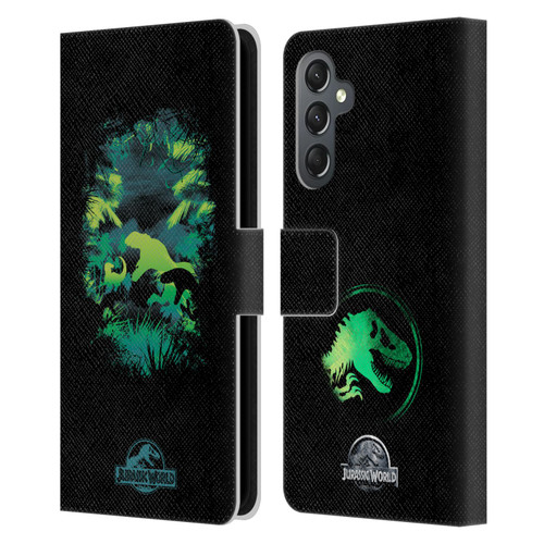 Jurassic World Vector Art T-Rex Silhouette Leather Book Wallet Case Cover For Samsung Galaxy A25 5G