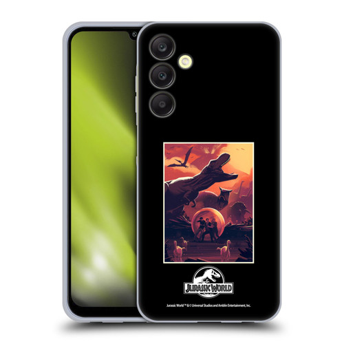 Jurassic World Vector Art Volcano Escape Soft Gel Case for Samsung Galaxy A25 5G