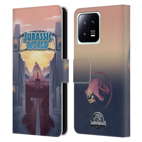 Jurassic World Vector Art Park's Gate Leather Book Wallet Case Cover For Xiaomi 13 5G