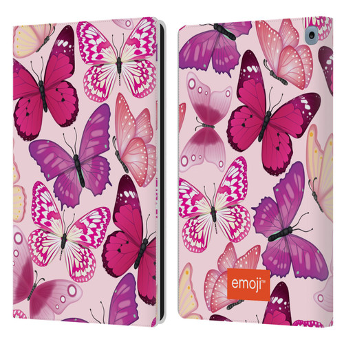 emoji® Butterflies Pink And Purple Leather Book Wallet Case Cover For Amazon Fire HD 10 / Plus 2021