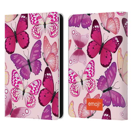 emoji® Butterflies Pink And Purple Leather Book Wallet Case Cover For Amazon Kindle 11th Gen 6in 2022