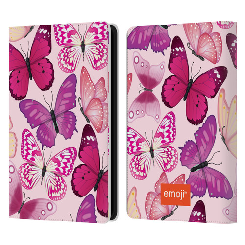 emoji® Butterflies Pink And Purple Leather Book Wallet Case Cover For Amazon Kindle Paperwhite 5 (2021)