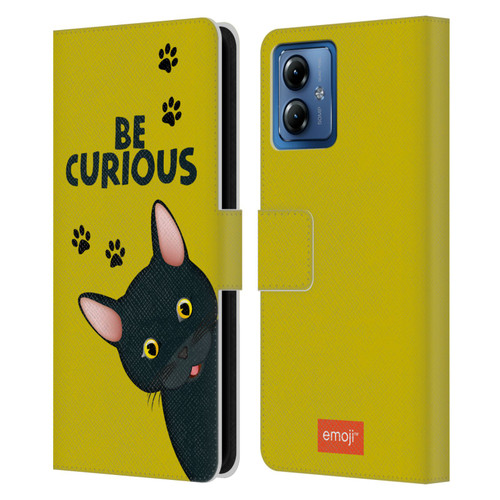 emoji® Cats Curious Leather Book Wallet Case Cover For Motorola Moto G14