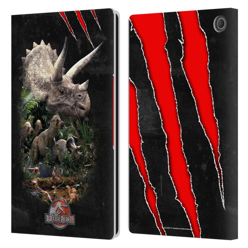 Jurassic Park III Key Art Dinosaurs 2 Leather Book Wallet Case Cover For Amazon Fire Max 11 2023