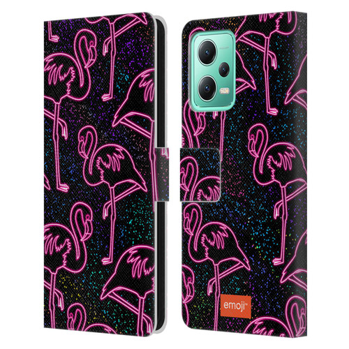 emoji® Neon Flamingo Leather Book Wallet Case Cover For Xiaomi Redmi Note 12 5G