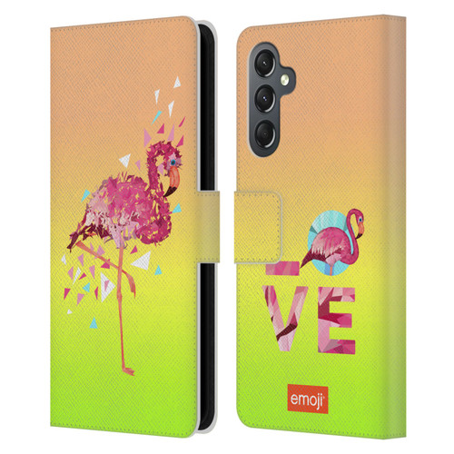 emoji® Polygon Flamingo Leather Book Wallet Case Cover For Samsung Galaxy A25 5G