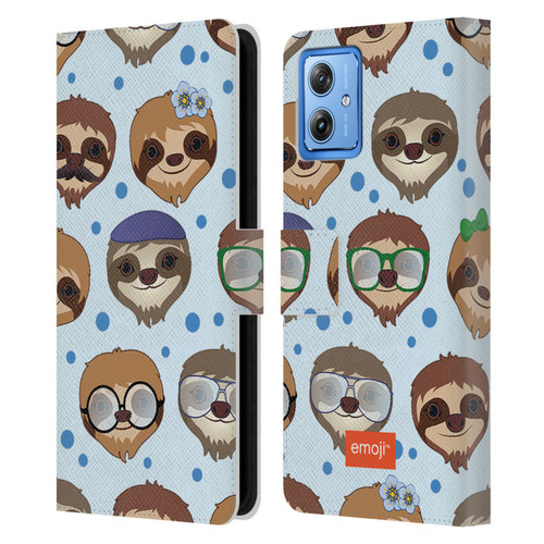 emoji® Sloth Pattern Leather Book Wallet Case Cover For Motorola Moto G54 5G