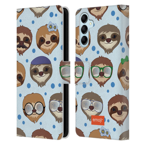 emoji® Sloth Pattern Leather Book Wallet Case Cover For Samsung Galaxy M14 5G