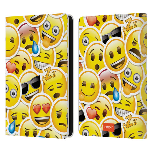 emoji® Smileys Stickers Leather Book Wallet Case Cover For Amazon Kindle Paperwhite 5 (2021)