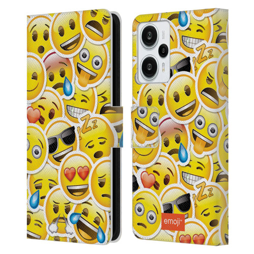 emoji® Smileys Stickers Leather Book Wallet Case Cover For Xiaomi Redmi Note 12T