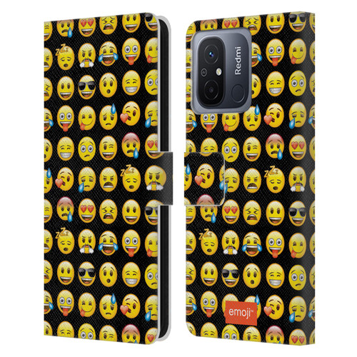 emoji® Smileys Pattern Leather Book Wallet Case Cover For Xiaomi Redmi 12C