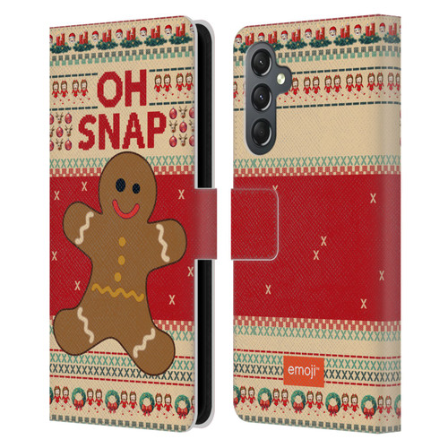 emoji® Ugly Christmas Gingerbread Leather Book Wallet Case Cover For Samsung Galaxy A25 5G
