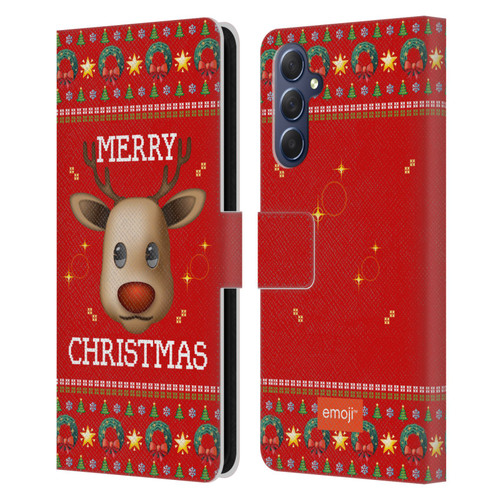 emoji® Ugly Christmas Reindeer Leather Book Wallet Case Cover For Samsung Galaxy M54 5G