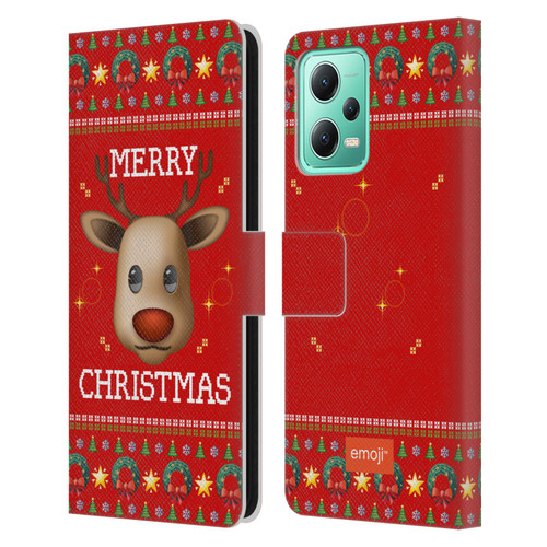 emoji® Ugly Christmas Reindeer Leather Book Wallet Case Cover For Xiaomi Redmi Note 12 5G