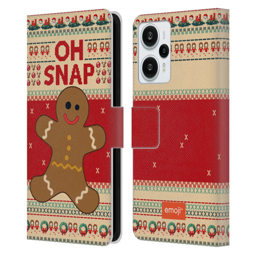emoji® Ugly Christmas Gingerbread Leather Book Wallet Case Cover For Xiaomi Redmi Note 12T