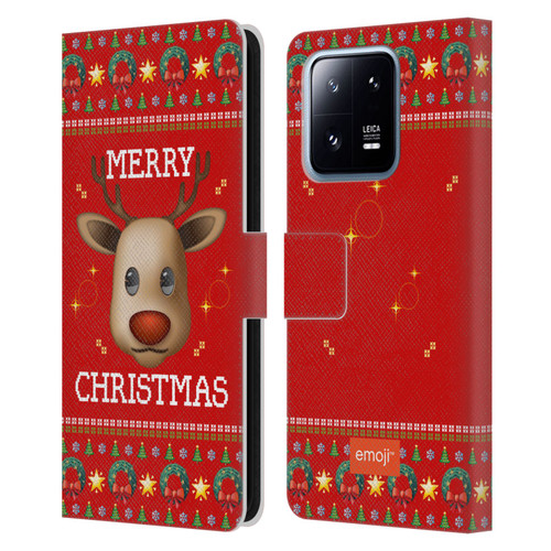 emoji® Ugly Christmas Reindeer Leather Book Wallet Case Cover For Xiaomi 13 Pro 5G