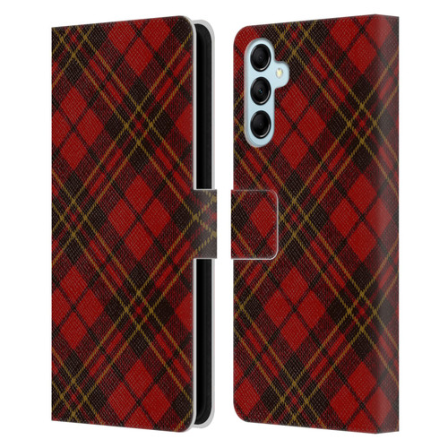 PLdesign Christmas Red Tartan Leather Book Wallet Case Cover For Samsung Galaxy M14 5G