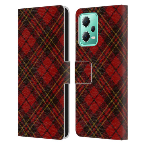 PLdesign Christmas Red Tartan Leather Book Wallet Case Cover For Xiaomi Redmi Note 12 5G
