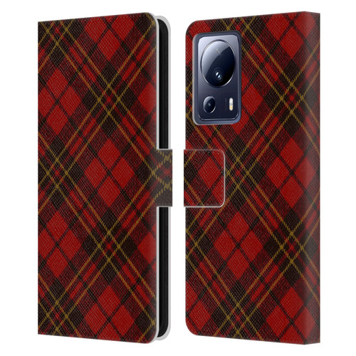 PLdesign Christmas Red Tartan Leather Book Wallet Case Cover For Xiaomi 13 Lite 5G