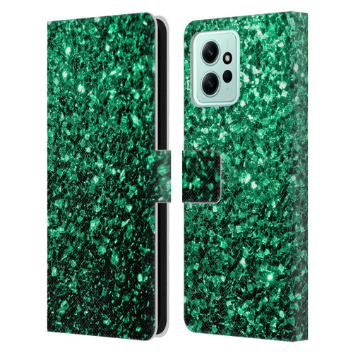 PLdesign Glitter Sparkles Emerald Green Leather Book Wallet Case Cover For Xiaomi Redmi 12