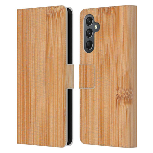 PLdesign Wood And Rust Prints Light Brown Bamboo Leather Book Wallet Case Cover For Samsung Galaxy A25 5G