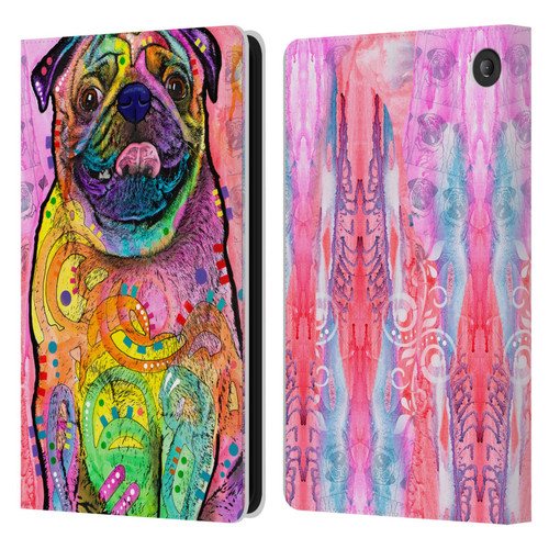 Dean Russo Dogs 3 Pug Leather Book Wallet Case Cover For Amazon Fire 7 2022