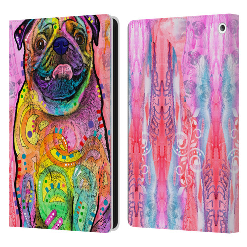 Dean Russo Dogs 3 Pug Leather Book Wallet Case Cover For Amazon Fire HD 8/Fire HD 8 Plus 2020