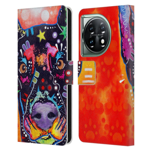 Dean Russo Dogs 3 Doberman Leather Book Wallet Case Cover For OnePlus 11 5G
