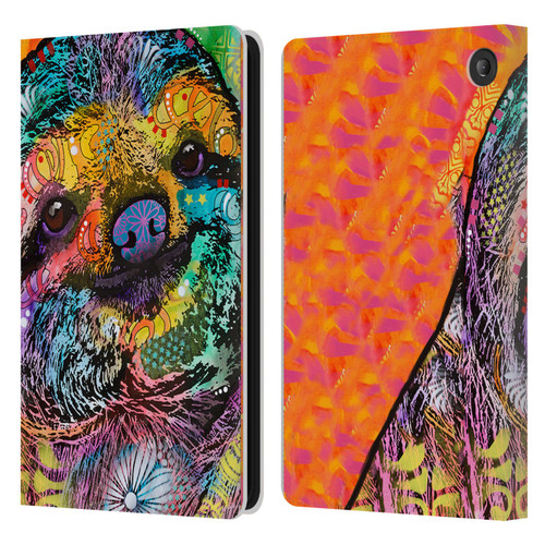 Dean Russo Wildlife 3 Sloth Leather Book Wallet Case Cover For Amazon Fire 7 2022