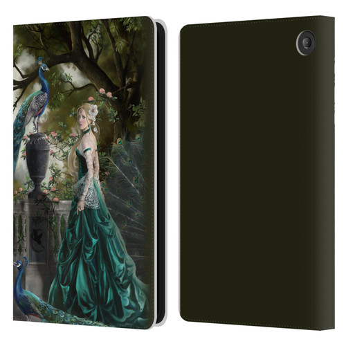 Nene Thomas Art Peacock & Princess In Emerald Leather Book Wallet Case Cover For Amazon Fire 7 2022