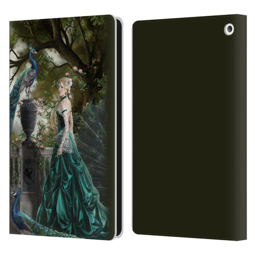 Nene Thomas Art Peacock & Princess In Emerald Leather Book Wallet Case Cover For Amazon Fire HD 8/Fire HD 8 Plus 2020