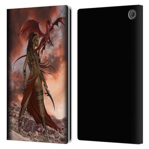 Nene Thomas Art African Warrior Woman & Dragon Leather Book Wallet Case Cover For Amazon Fire Max 11 2023