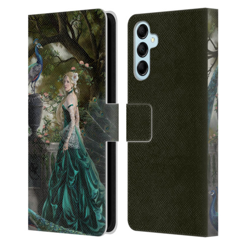 Nene Thomas Art Peacock & Princess In Emerald Leather Book Wallet Case Cover For Samsung Galaxy M14 5G
