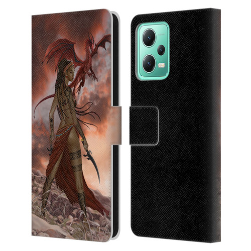 Nene Thomas Art African Warrior Woman & Dragon Leather Book Wallet Case Cover For Xiaomi Redmi Note 12 5G