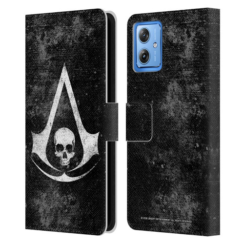 Assassin's Creed Black Flag Logos Grunge Leather Book Wallet Case Cover For Motorola Moto G54 5G