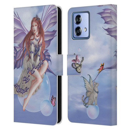 Nene Thomas Bubbles Purple Lace Fairy On Cat Leather Book Wallet Case Cover For Motorola Moto G84 5G