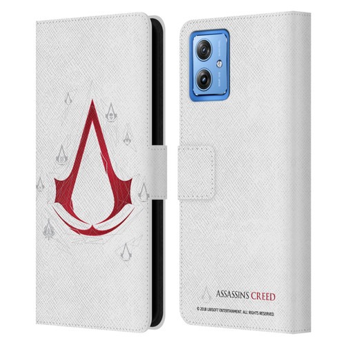 Assassin's Creed Legacy Logo Geometric White Leather Book Wallet Case Cover For Motorola Moto G54 5G