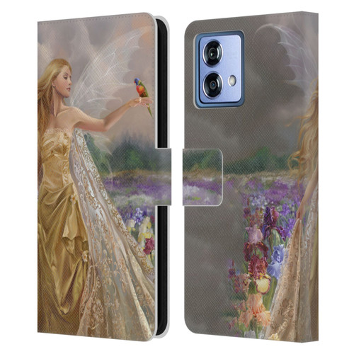 Nene Thomas Deep Forest Gold Angel Fairy With Bird Leather Book Wallet Case Cover For Motorola Moto G84 5G