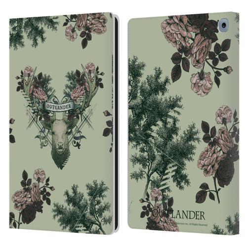 Outlander Composed Graphics Floral Deer Leather Book Wallet Case Cover For Amazon Fire HD 10 / Plus 2021