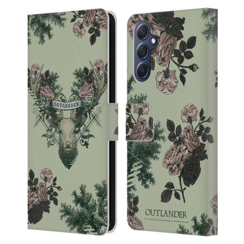 Outlander Composed Graphics Floral Deer Leather Book Wallet Case Cover For Samsung Galaxy M54 5G