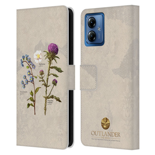 Outlander Graphics Flowers Leather Book Wallet Case Cover For Motorola Moto G14