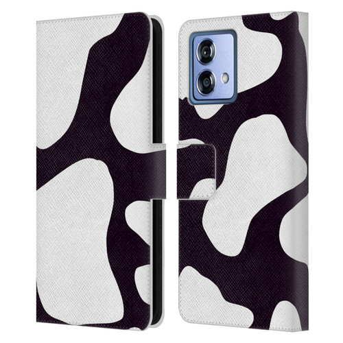 Grace Illustration Cow Prints Black And White Leather Book Wallet Case Cover For Motorola Moto G84 5G